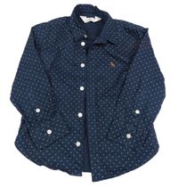 Tmavomodrá košile s výšivkou a bílými tečkami H&M