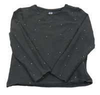 Tmavošedé puntíkaté crop triko H&M