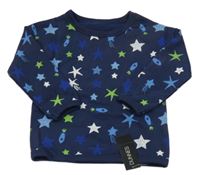 Nové - tmavomodrá teplá mikina s hvězdičkami a raketami St. Bernard