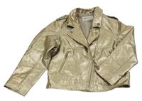 Zlatý koženkový jarní crop křivák s límečkem H&M