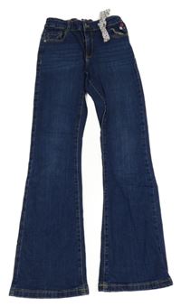 Modré flare teplákové rifle s mašlí a květy OKaïdi