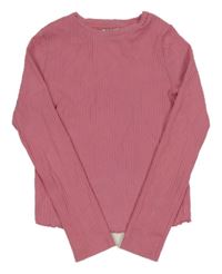 Růžové žebrované crop triko F&F