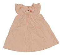 Broskvové šaty se zajíčkem a volánky C&A