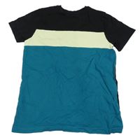 Černo-světležluto-modrozelené tričko PRIMARK