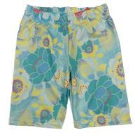 Světlemodré květované legínové kraťasy 