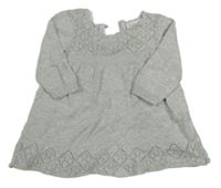 Světlešedé melírované pletené šaty s perforovaným vzorem Next