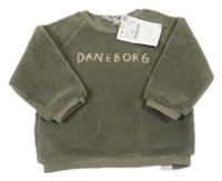 Nové - khaki huňatá podšitá mikina s nápisem ZARA