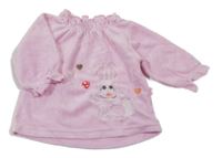 Růžová sametová mikina se zajíčkem a knoflíky