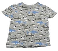 Šedé tričko se žraloky Primark