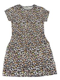 Barevné bavlněné šaty s leopardím vzorem Next