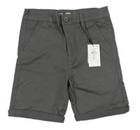 Tmavošedé plátěné chino kraťasy Primark