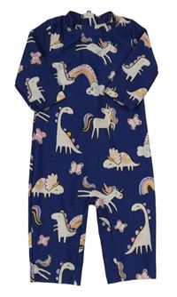 Tmavomodrý UV overal s dinosaury George 
