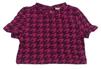 Tmavorůžovo-černé vzorované úpletové crop tričko Matalan