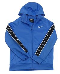 Modrá sportovní propínací mikina s logem a kapucí Nike