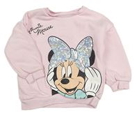 Růžová mikina s Minnie s flitry Disney