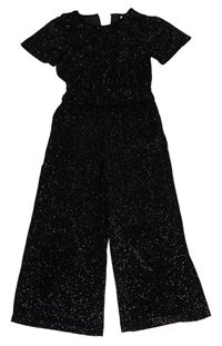 Černý třpytivý sametový slavnostní culottes overal F&F