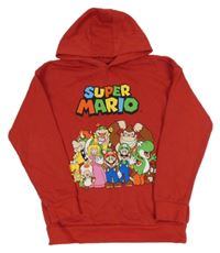 Červená mikina s Mariem s přáteli a kapucí zn. Primark