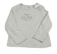 Nové - Světlešedé melírované triko s nápisem a hvězdami F&F