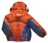 Červeno-modro-tmavomodrá šusťáková jarní bunda s kapucí - Spiderman H&M