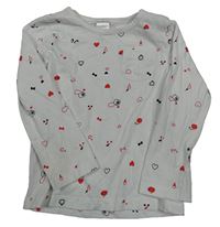 Bílé triko se srdíčky a kapsou C&A