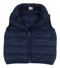 Tmavomodrá prošívaná šusťáková zateplená vesta H&M