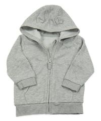 Šedá melírovaná propínací mikina s kapucí s oušky George