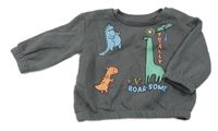 Tmavošedá mikina s dinosaury Primark