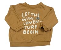 Hnědá mikina s nápisem a dinosaurem H&M