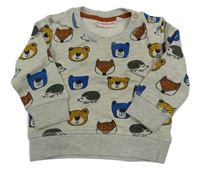 Světlešedá melírovaná mikina se zvířaty Liegelind