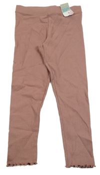 Nové - Starorůžové žebrované legíny Primark