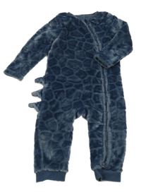 Tmavomodrý vzorovaný chlupatý overal s ostny Tu