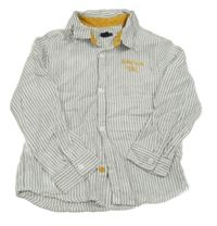 Bílo-černá pruhovaná košile s nápisem Kiabi