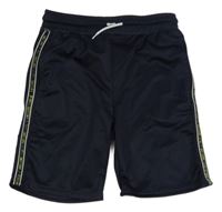 Tmavomodré sportovní kraťasy s pruhem s nápisy Ergeenomixx