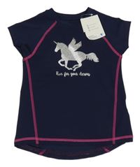 Nové - Tmavomodré sportovní tričko s jednorožcem Topolino