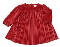 Červené sametové plisované šaty s mašlí C&A