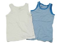 2x tílko - bílé + modro-bílé pruhované Lupilu