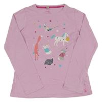 Růžové triko se zvířaty Joules