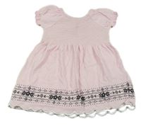 Růžovo-bílé pruhované bavlněné šaty se vzorem Dopodopo