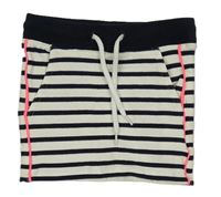 Bílo-tmavomodrá pruhovaná tepláková sukně Hema