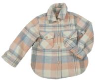 Smetanovo-růžovo-světlemodrá kostkovaná košilová bunda George