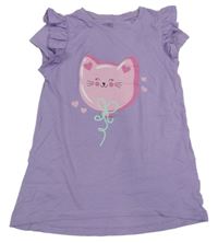 Levandulová tunika s kočkou Little Kids