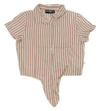 Starorůžovo-bílá pruhovaná crop halenka
