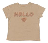 Pudrové tričko s nápisem a srdíčkem H&M