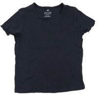 Tmavomodré žebrované tričko H&M