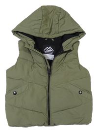 Khaki šusťáková zateplená vesta s kapucí Matalan