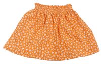 Oranžová květovaná lehká sukně 