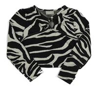 Černo-bílé vzorované crop triko Matalan