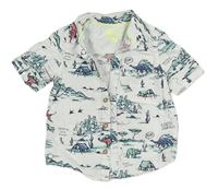 Bílo-modrá vzorovaná košile s dinosaury F&F