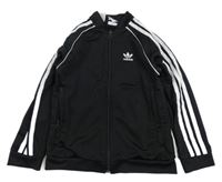 Černá sportovní propínací mikina s pruhy a logem Adidas