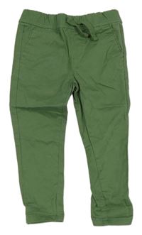 Zelené plátěné slim kalhoty dunnes